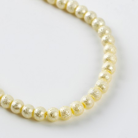 Glass beads, set 140 pcs., Size 1 pc. - 6 mm, color white gold-3