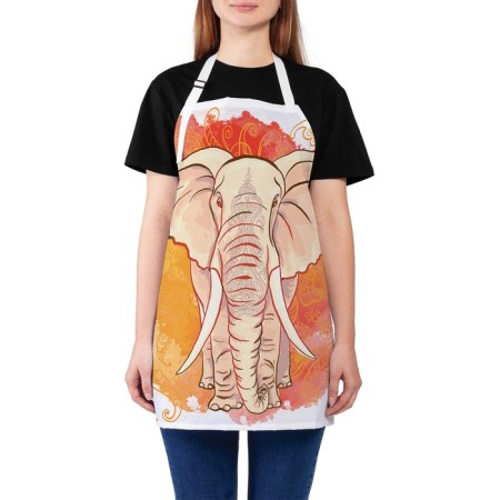 Apron of a kitchen with a photo print "Good Elephant", adjustable, size OS