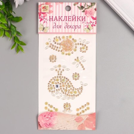 Sticker of rhinestones Plastic "Kitenok and Rose" MIX 19x8.5 cm-2