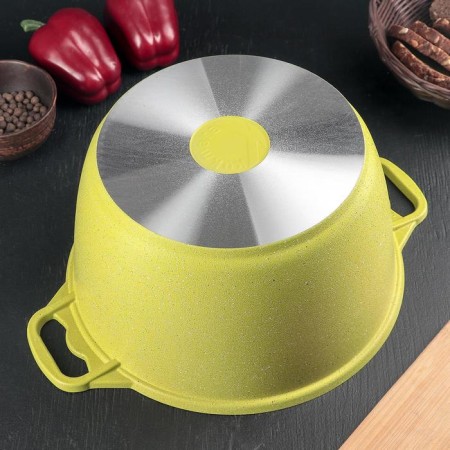 Trendy Style pan, 6 l, glass cover, anti -stick coating, green color-10