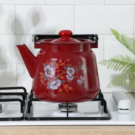 Kettle with a button, 3.5 l, cherry color-4