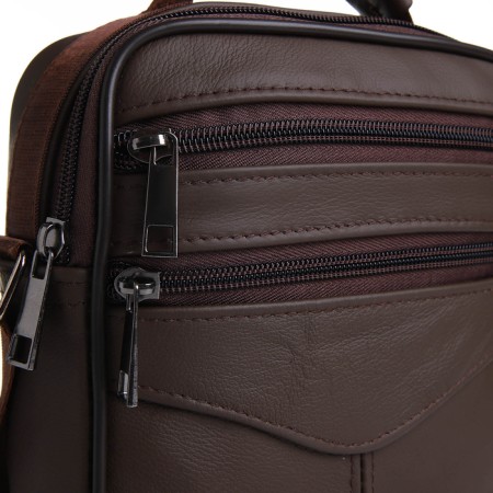 Male bag on lightning, long belt, brown color-2