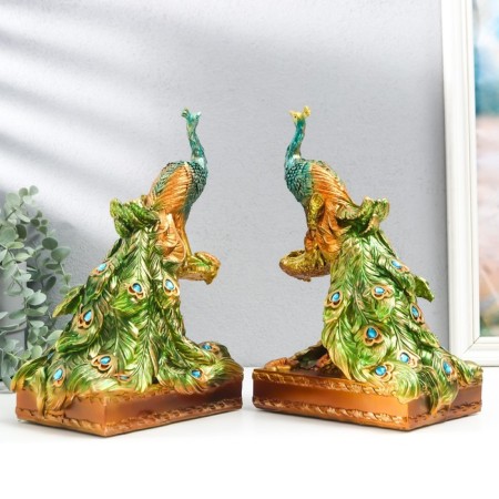 Polystone souvenir "Colorful peacock on a stand" 12.5x18.5x28.5 cm-2