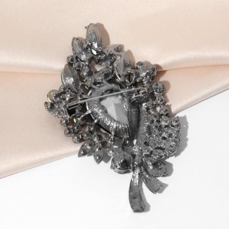 Brooch "Empress" branch, emerald color in gray metal-2