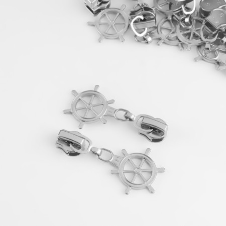 Automatic castle for lightning "Spiral", No. 5, decorative, 10 pcs, Nickel color-1