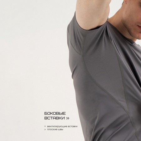 Men's t -shirt with inserts, basic, size m (48), gray color-4