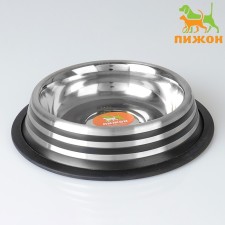 A bowl with a non -slip base with colored stripes, 470 ml, black