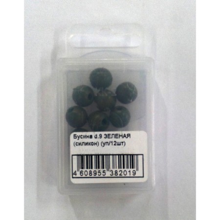 Bead, box, silicone, d = 9 mm, 12 pcs, green color