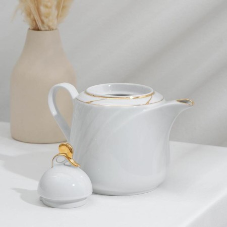 Bomond Tea Porcelain Service, 14 objects: kettle 1 liter, 6 cups 220 ml, 6 saucer d = 14 sm, sugar tower 400 ml-4