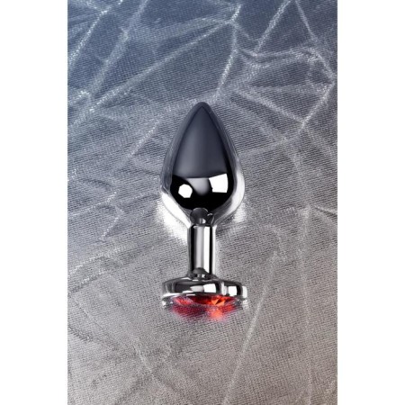 Anal plug with the Toyfa Metal rhinestone, silver, ruby, 7 cm, d = 2.7 cm-7