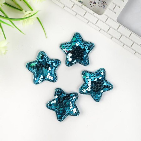 Decor for creativity Textile "Stars" sequins set 4 pcs mix 5x5 cm-3