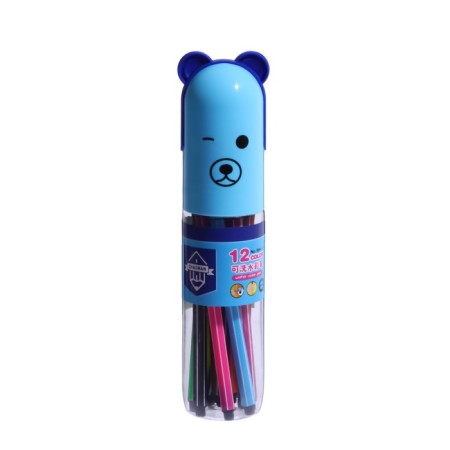 Flomasters 12 colors "Bear", in a tube with a pen, a ventilated cap