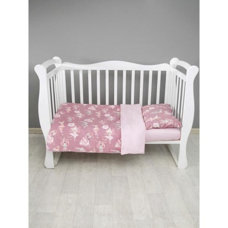 A set in a crib 3 objects Baby Boom, a delicate dance print, pink color-3