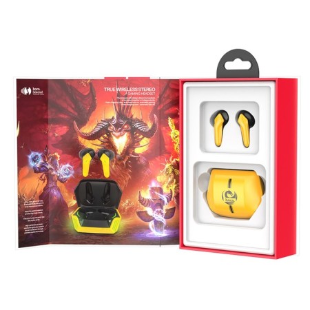 Hoco S21 TWS headphones, wireless, vacuum, BT5.0, 40/320 mAh, microphone, black and yellow-5