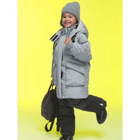 Coat for girls, height 134 cm, gray color-6