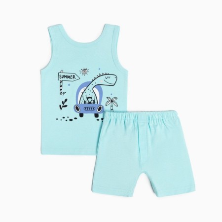 Set for a boy (T -shirt, panties), mint color/Summer, height 92 cm