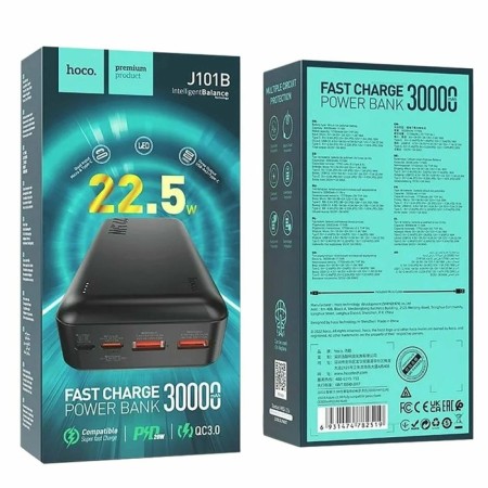 External battery Hoco J101b, 30,000 mAh, USB/Type-C, 3 A, black-5