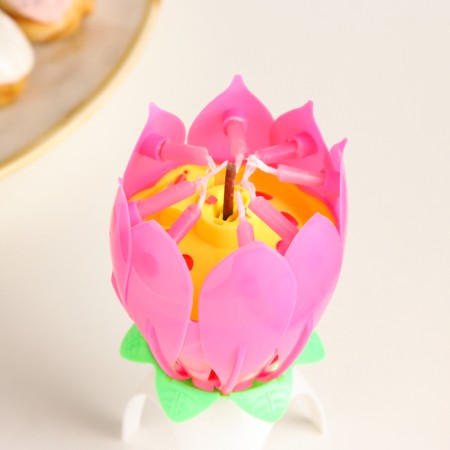 Candle for Cake Musical "Tulip", Pink, 12 × 5 cm-5