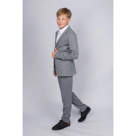 Pants for a boy, height 128 cm, print blue Christmas tree-11