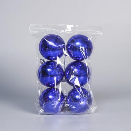 Set of balls plastic D-8 cm, 6 pcs "vintage gloss" blue-1