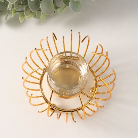 Summary metal, glass per 1 candle "Golden Flower from Prutey" d = 4.5 cm 12x12x9 cm-2