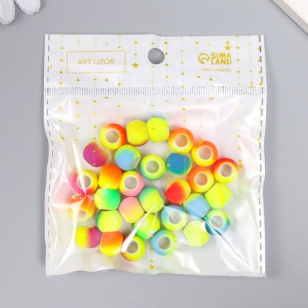 Beads for creativity plastic "Neon halves" set 20 grams 1.1x1.1x0.9 cm-3