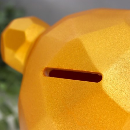 Piggy bank Plastic "Bear with Heart" gold 14.5x14x17 cm-4