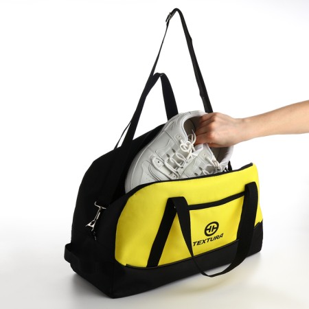 Sports bag, textura, average size, black color/lemon-3