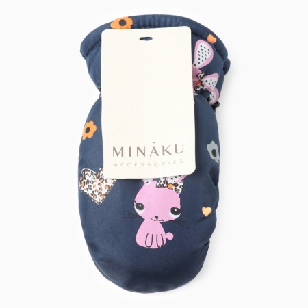 Winter children's mittens minku, dark blue color, 18cm-4
