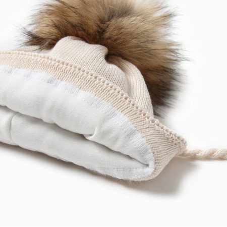 Children's hat with insulation, rr 35-40, milk color-1