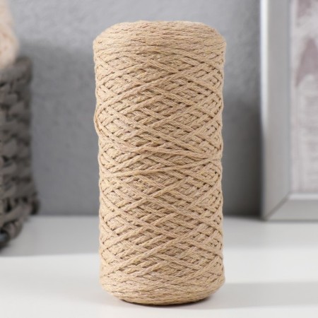 Knitting cord without core 70% cotton, 30% polyester 1mm 200m/65 ± 10g (38-light-bezhev)