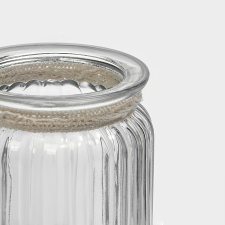 Glass Bank for bulk products with a ceramic cover "Bird", 300 ml, white color-4