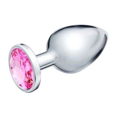 Anal traffic jams, silver, pink crystal, d = 40 mm