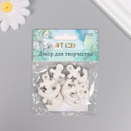 Decor for creativity Polystone "Anchor" White set 6 pcs 2.8x3.2 cm-3