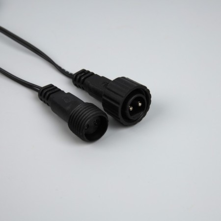 Garland "fringe" 3 × 0.6 m, IP44, UMS, dark thread, 100 LED, glow warm white, flicker, 24 V in-4
