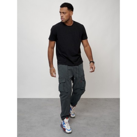 Cargo jeans men, size 46-48, dark gray color-11