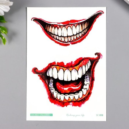 Tattoo on the body color "Joker smile" 15x10.5 cm