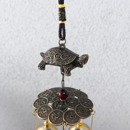 Wind Music Metal "Turtle on Coins" 5 bells 41x6 cm-1