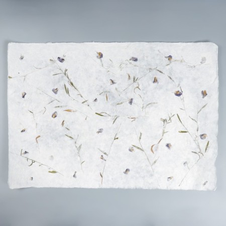 Handmade paper with flowers and herbs "Blue flowers" 55x80 cm