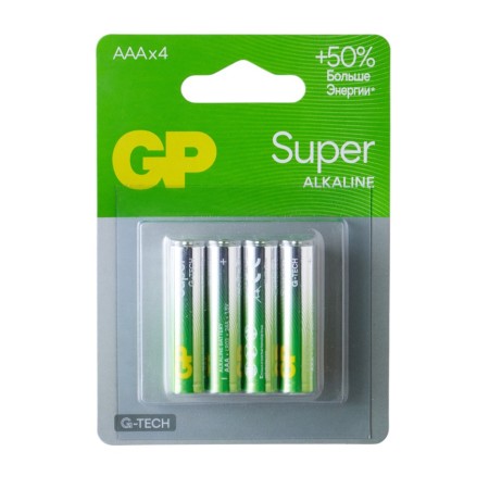 Battery Alkalin GP Super, AAA, LR03-4BL, 1.5V, blister, 4 pcs.