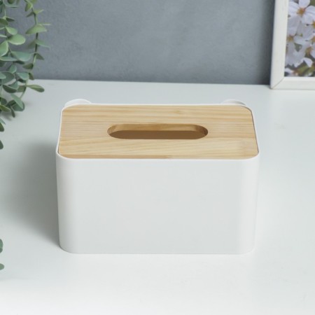 Casket plastic d/napkin+stand "Scandinavian style" white 10x17.5x17.5 cm-3