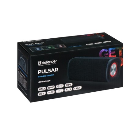 Portable column Defender Pulsar, 10W, 1200 mAh, BT, FM, USB, Microsd, Type-C, backlight-9