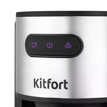 Coffee machine KitFort KT-7137, Rozhkova, 1150 watts, 1.3 l, cappuccino, black-silver-silver-1