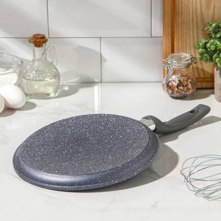 Pancake pan “granite”, d = 24 cm, plastic handle, anti -stick coating, gray color-1