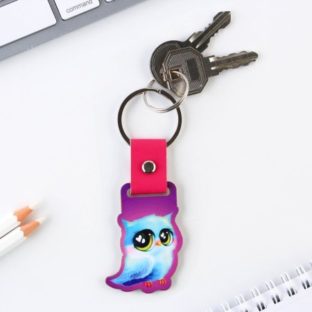 Key keychain wooden "owl", 7 x 3.4 cm-3