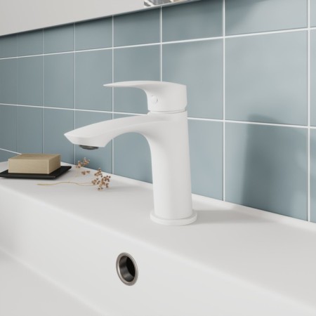 MILARDO RORA RORWT00M01 shell mixer, pour 118 mm, white matte-1