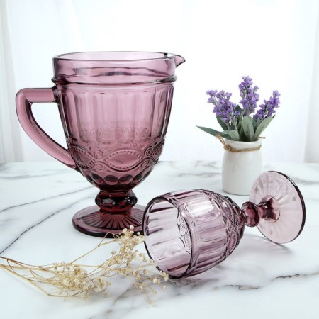 Arya Home Victory drinks, 4 glasses and jugs, pink color-1