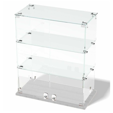 Smail window, 2 shelves, 600 × 300 × 700, chipboard, glass, white color-1