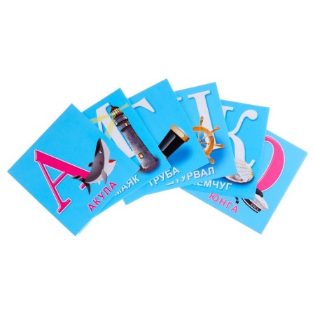 A set of training cards "ABC" blue color, 33 cards, 10x10 cm-3
