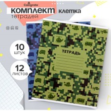 A set of notebooks of 10 pieces, 12 sheets in Calligrata Pixels Calligrata, cover coated cardboard, VD-clip, an offset block, 4 types
